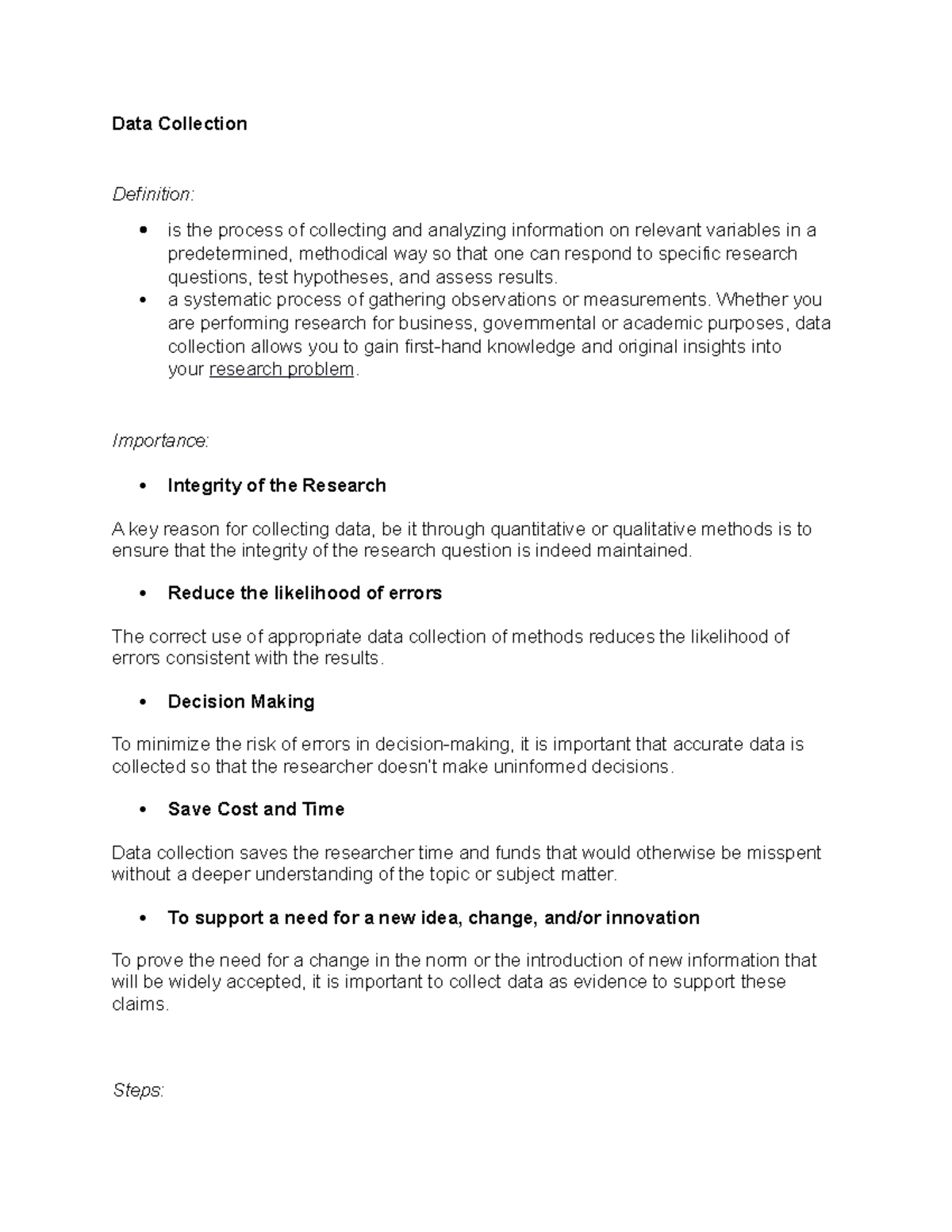 Data Collection - This document shows how data is collected in a ...