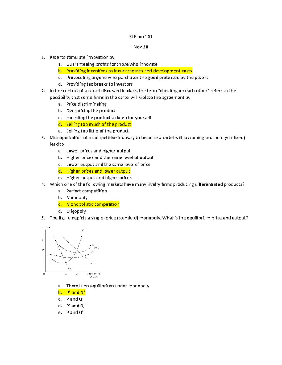 econ 101 - competitive markets and marginal revenue - SI Econ 101 Nov ...