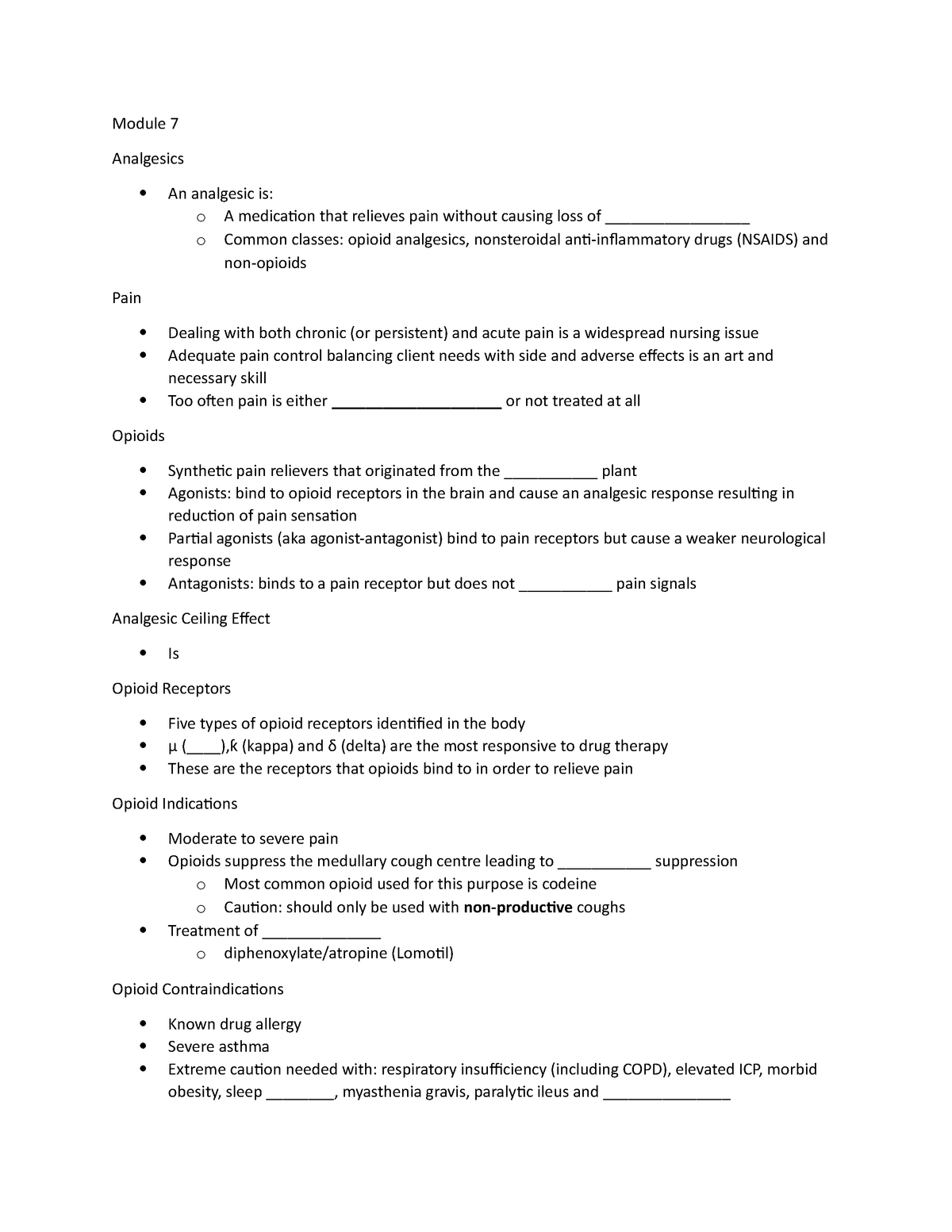 Module 7 Lecture Notes 7 Cnur 202 Pharmacology Ur