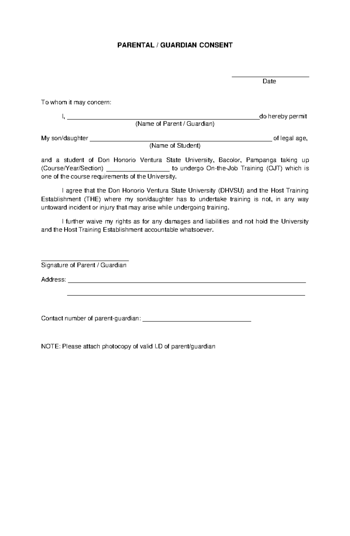 Parent Consent Form Meaning In Hindi