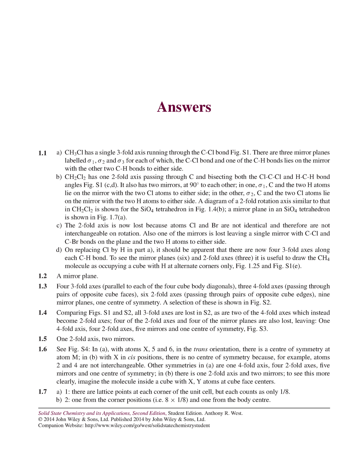 Solid state chemistry and it applications - Answers 1 1 1 a) CH3
