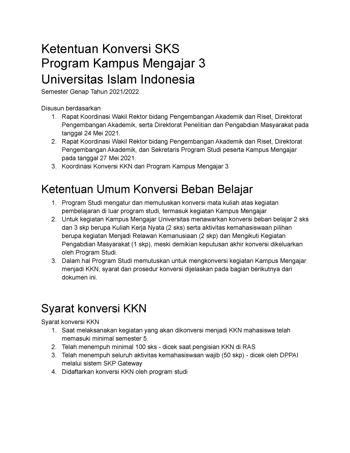 Kampus Mengajar Konversi Sks