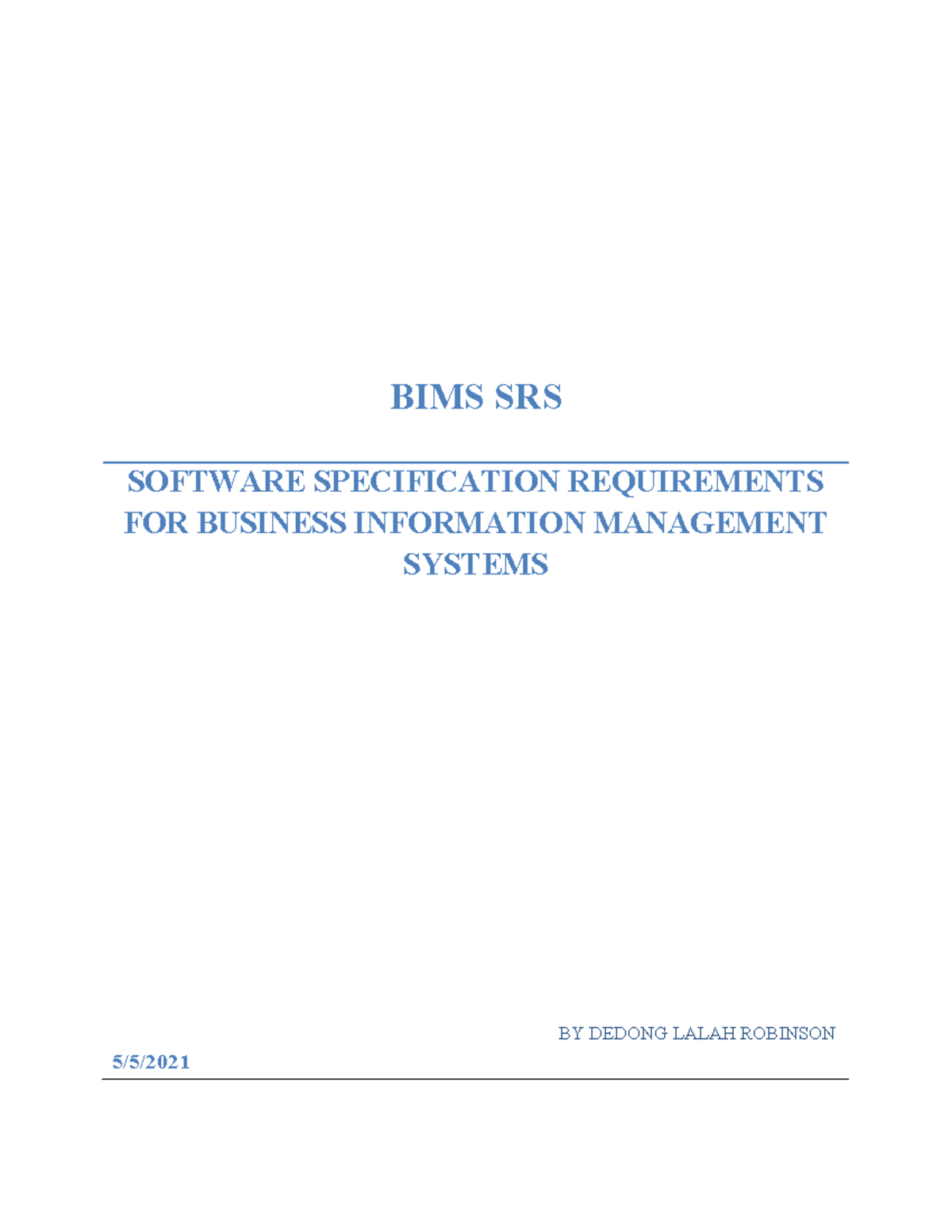 Business Information Management System (BIMS) SRS - BIMS SRS SOFTWARE ...