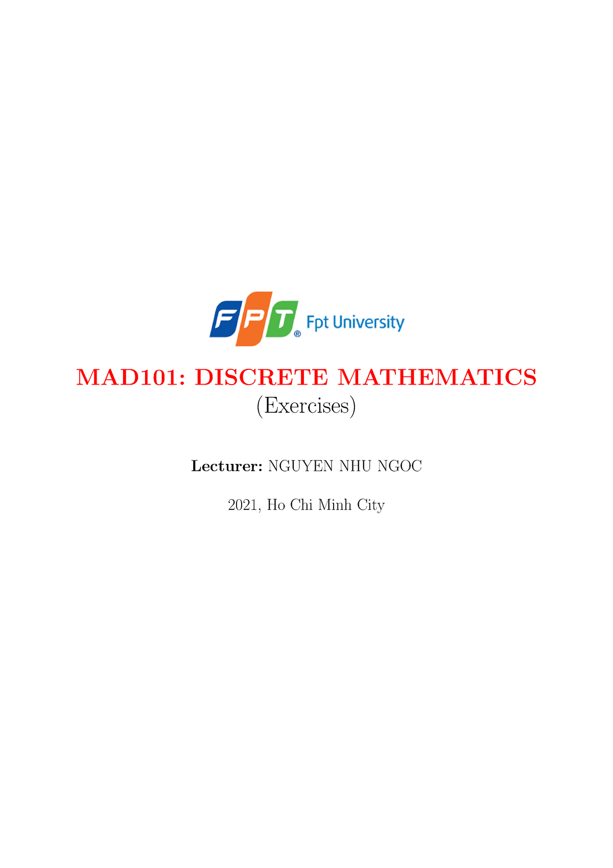 Exercise Chapter 1 The Foundations Logic And Proofs V 2 - MAD101 ...