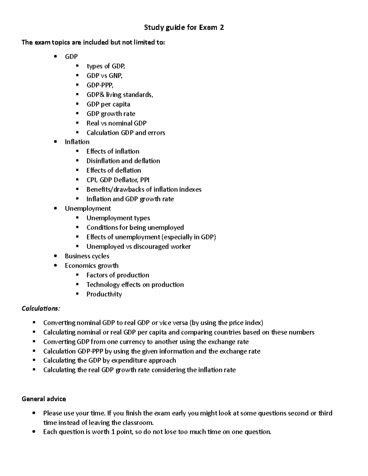 Exam 2 Study guide-1 - Practice material for the course. - Study guide ...