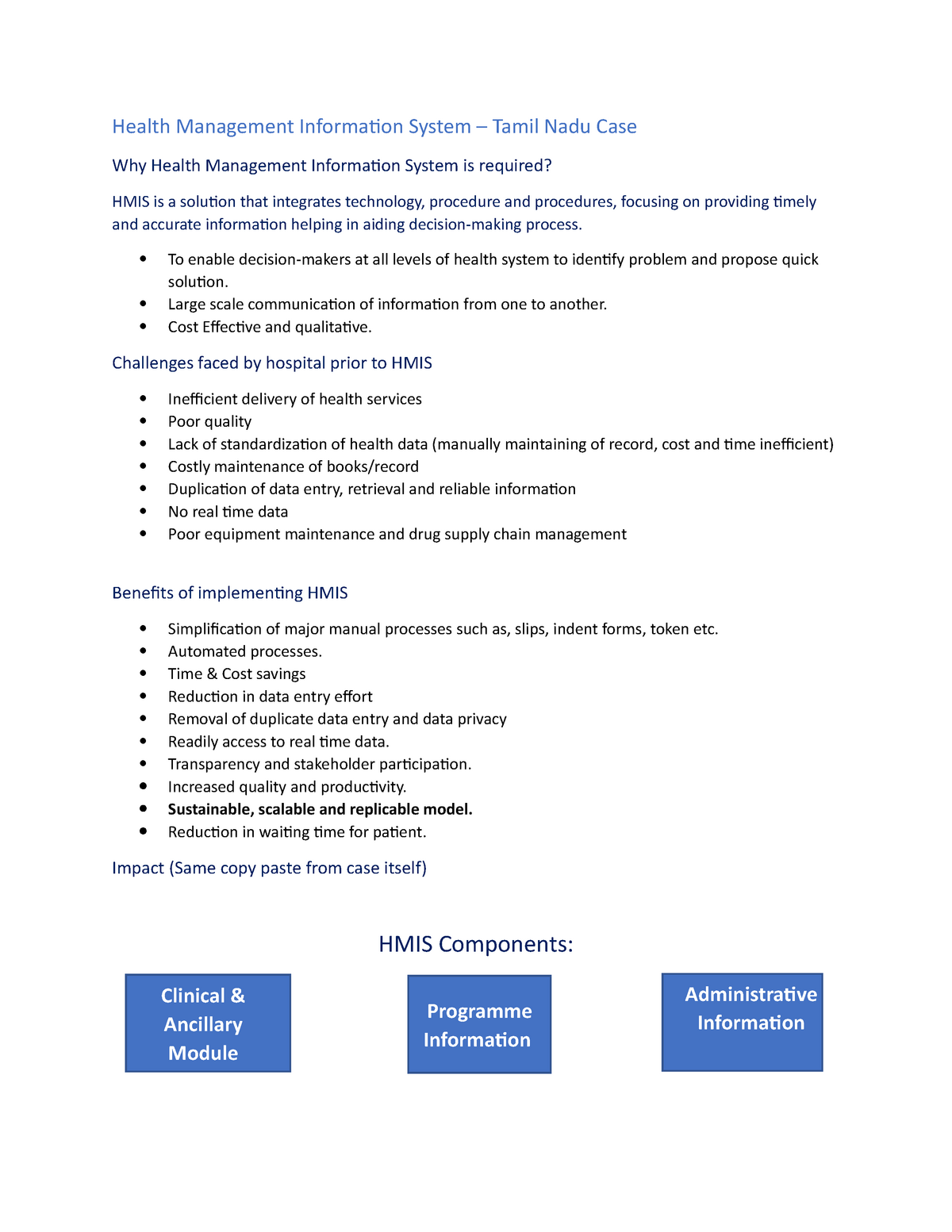 case study of health information system