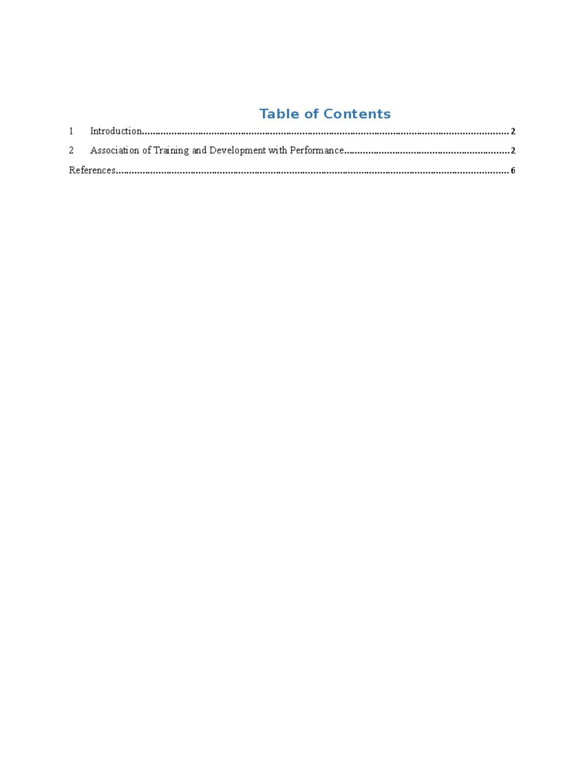 Training and developemet - Table of Contents 1 - Studocu