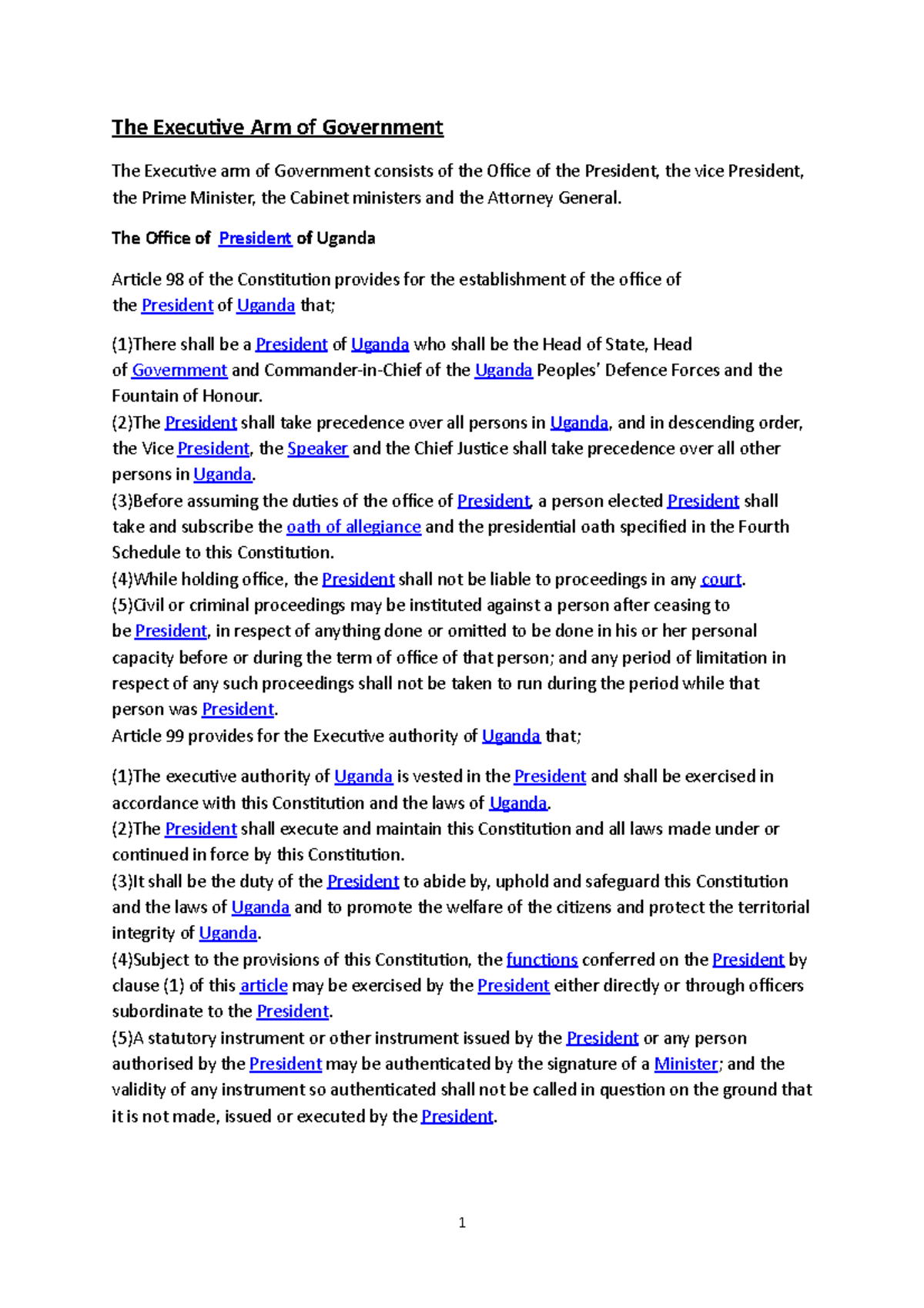 Adminstrative LAW Criminal liability The Executive Arm of