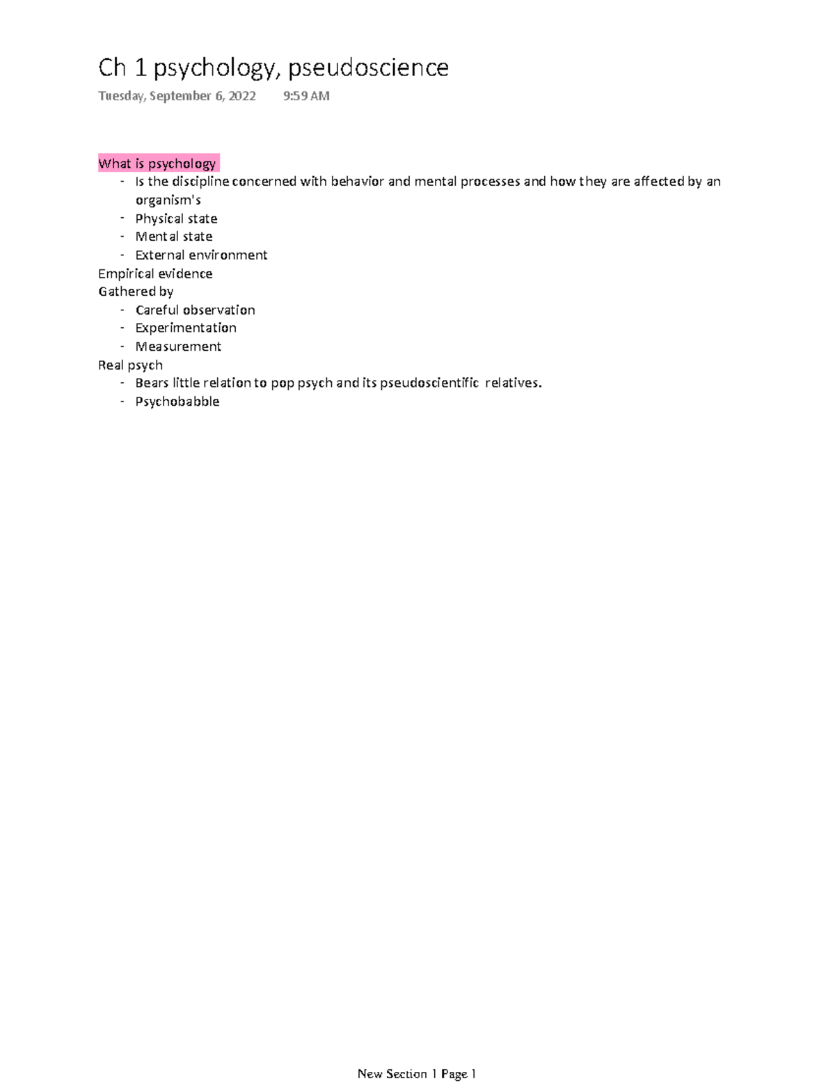 Psy 101 ch 1-6 - notes taken in class from PowerPoint offered by the ...