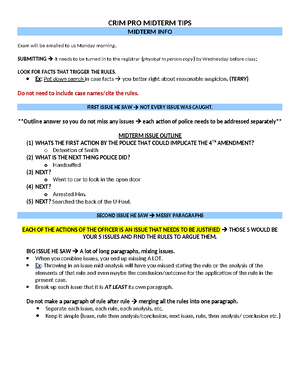 Crim Pro Outline - Summary criminal procedure - Crim Pro Study Guide ...