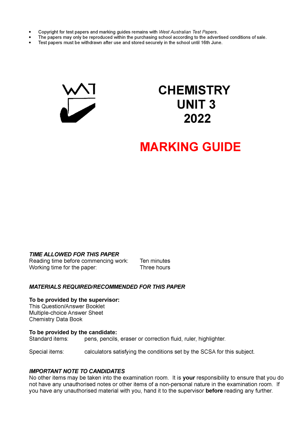 2022 al chemistry essay marking scheme