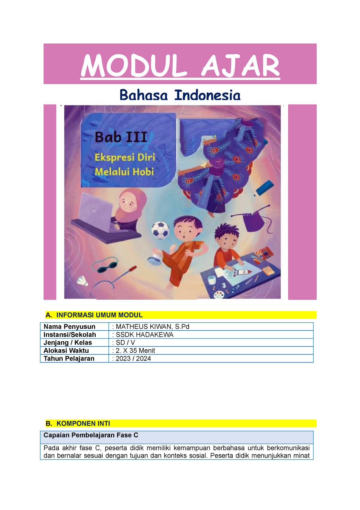 BAB 3 - MA B Indo Kls 5 (datadikdasmen - MODUL AJAR Bahasa Indonesia A ...