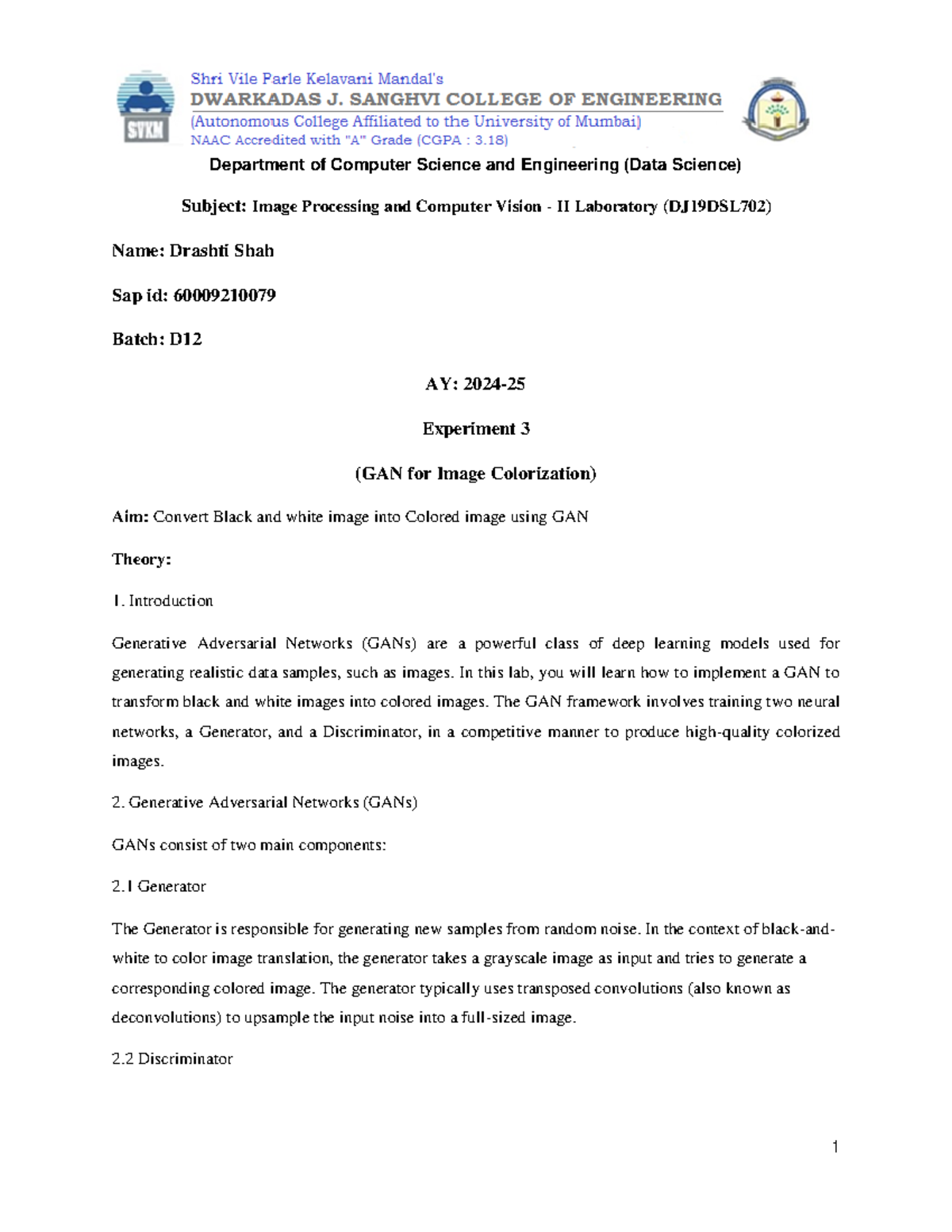 IPCV2 Expt3 Drashti Shah 60009210079 - Subject: Image Processing and ...
