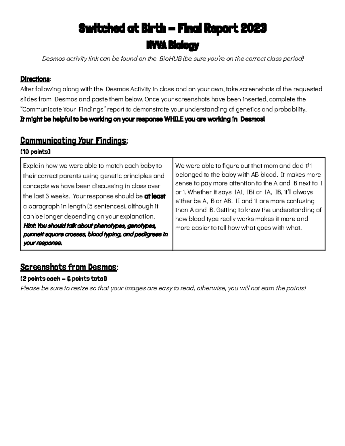 Copy of Switched at Birth Final Report 2023 Switched at Birth
