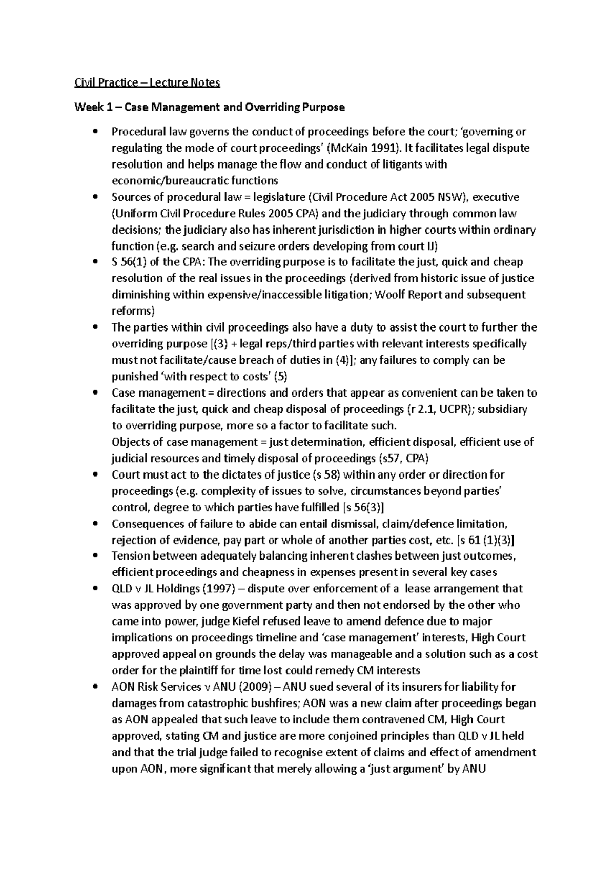 Civil Practice Lecture Notes Civil Practice Lecture Notes Week 1