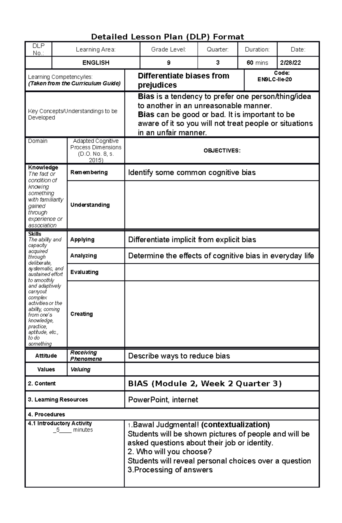 COT-DLP 21 - This is a detailed lesson plan. I hope it helps you in you ...