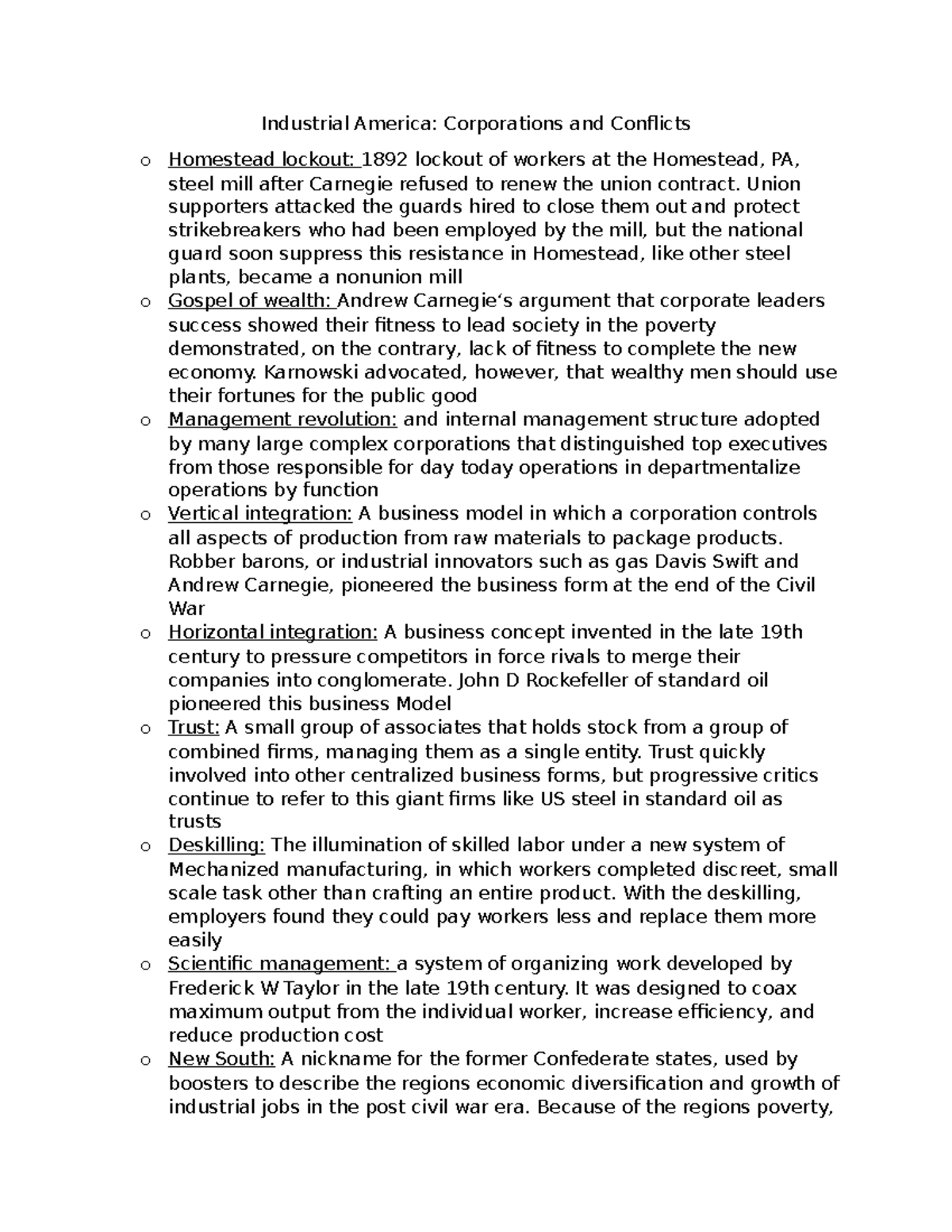 Ch. 16 Notes Prof. Ceric Industrial America Corporations and