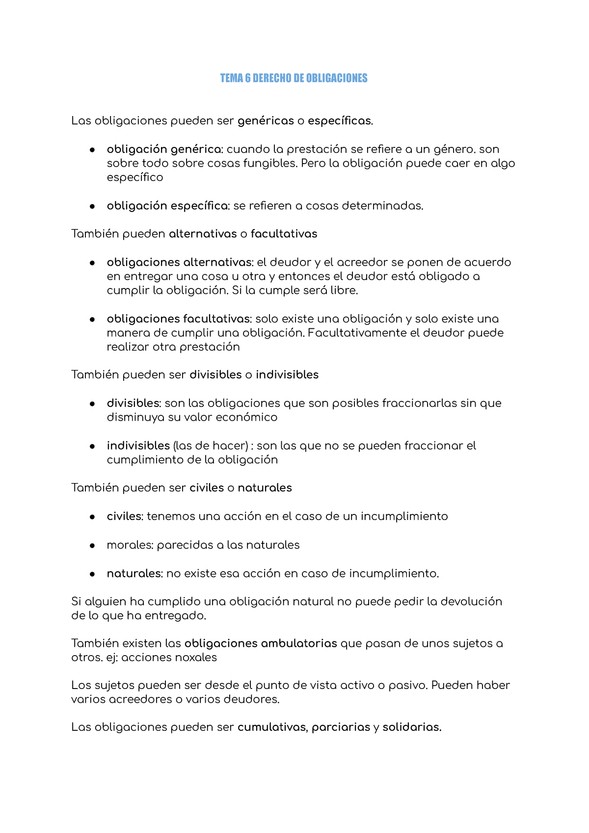 TEMA 6 Derecho DE Obligaciones De La Parte De Derechos Reales - TEMA 6 ...