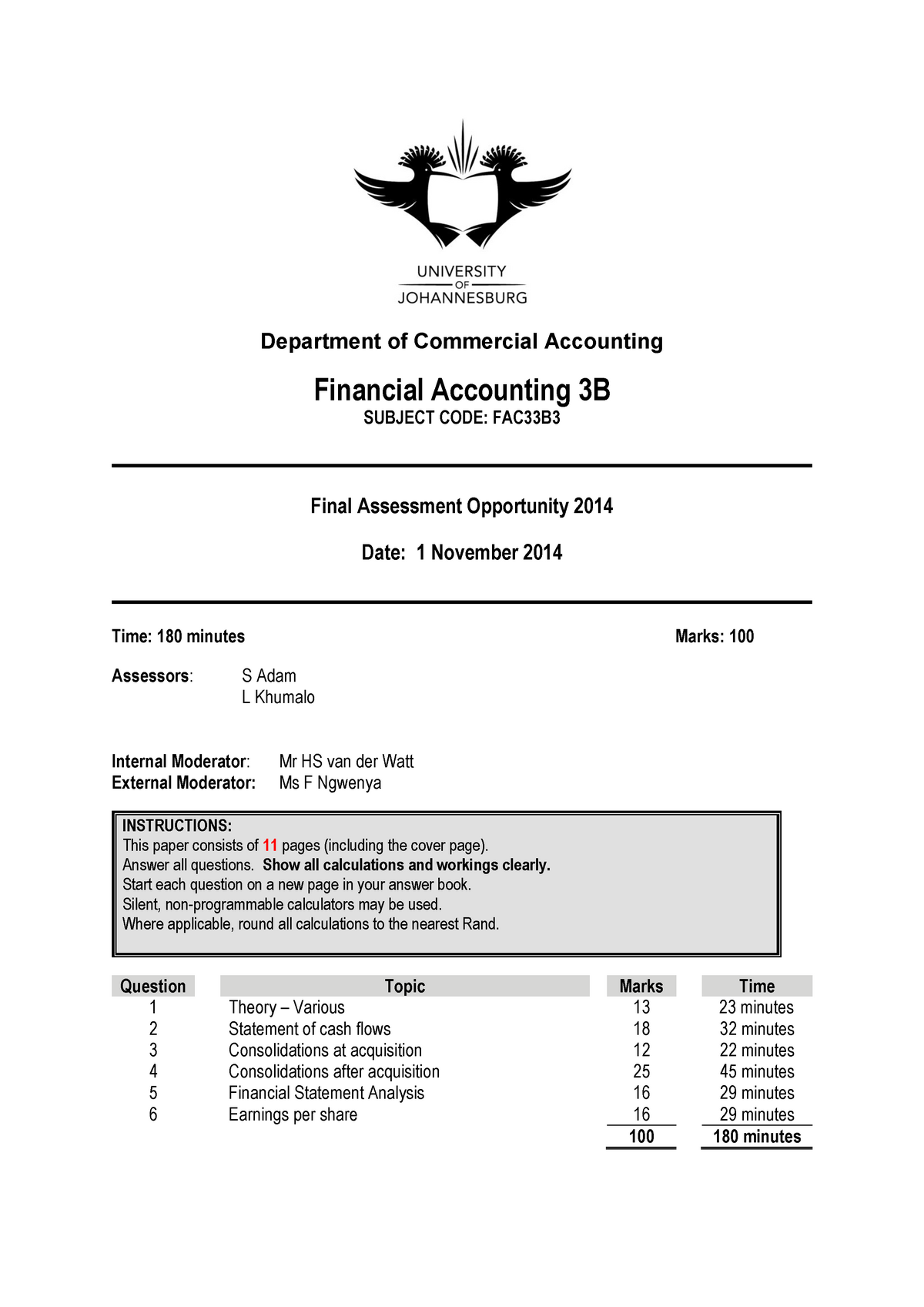 Financial Accounting 3B Third Year Second Semester - FAC33B3 - UJ - Studocu