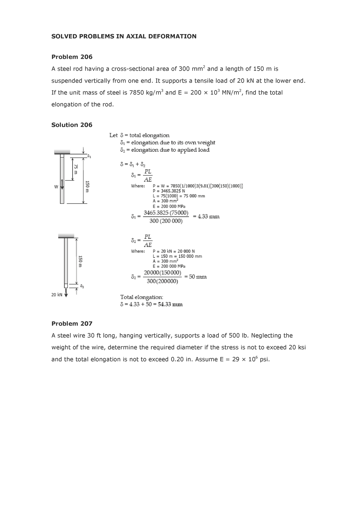 axial deformation problem solving