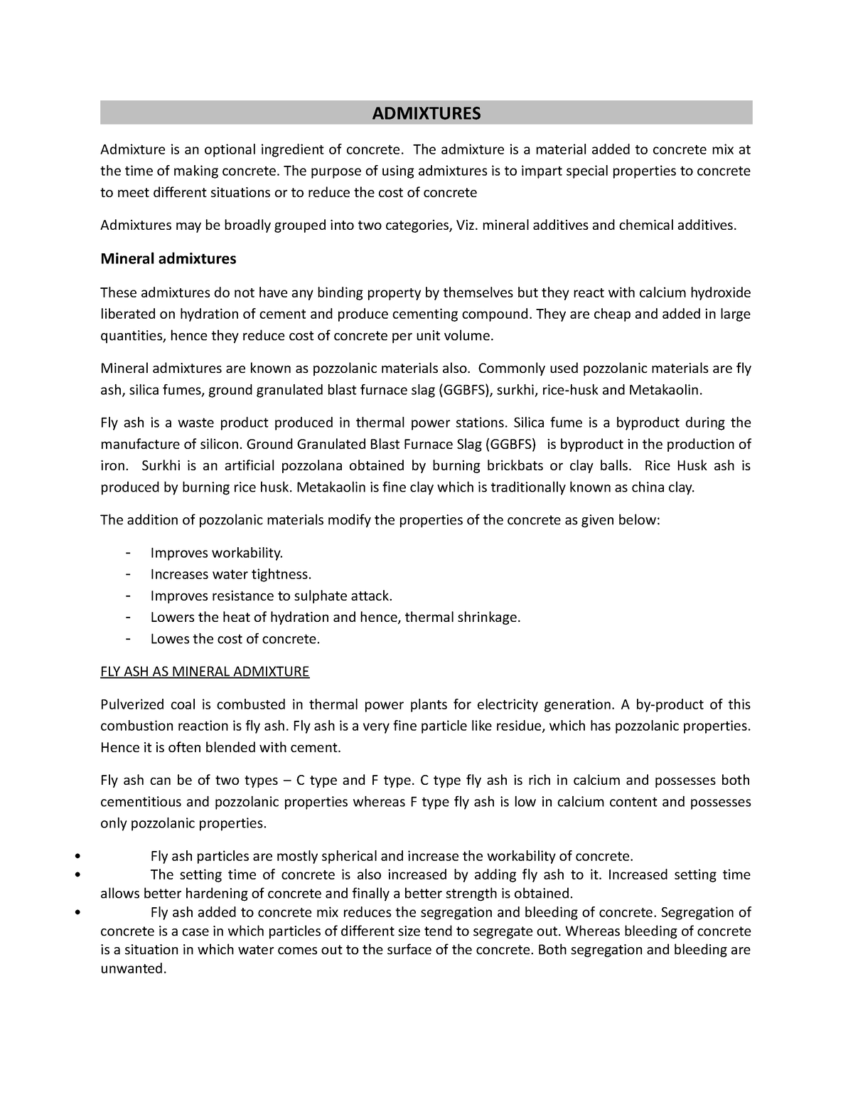 Admixtures In Concrete - ADMIXTURES Admixture Is An Optional Ingredient ...