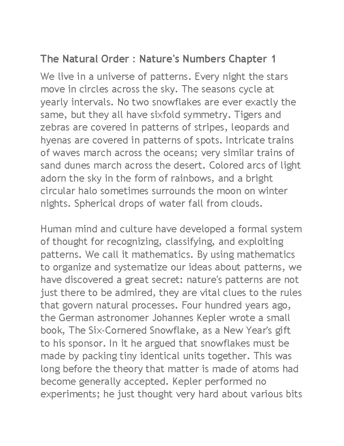 nature's numbers essay