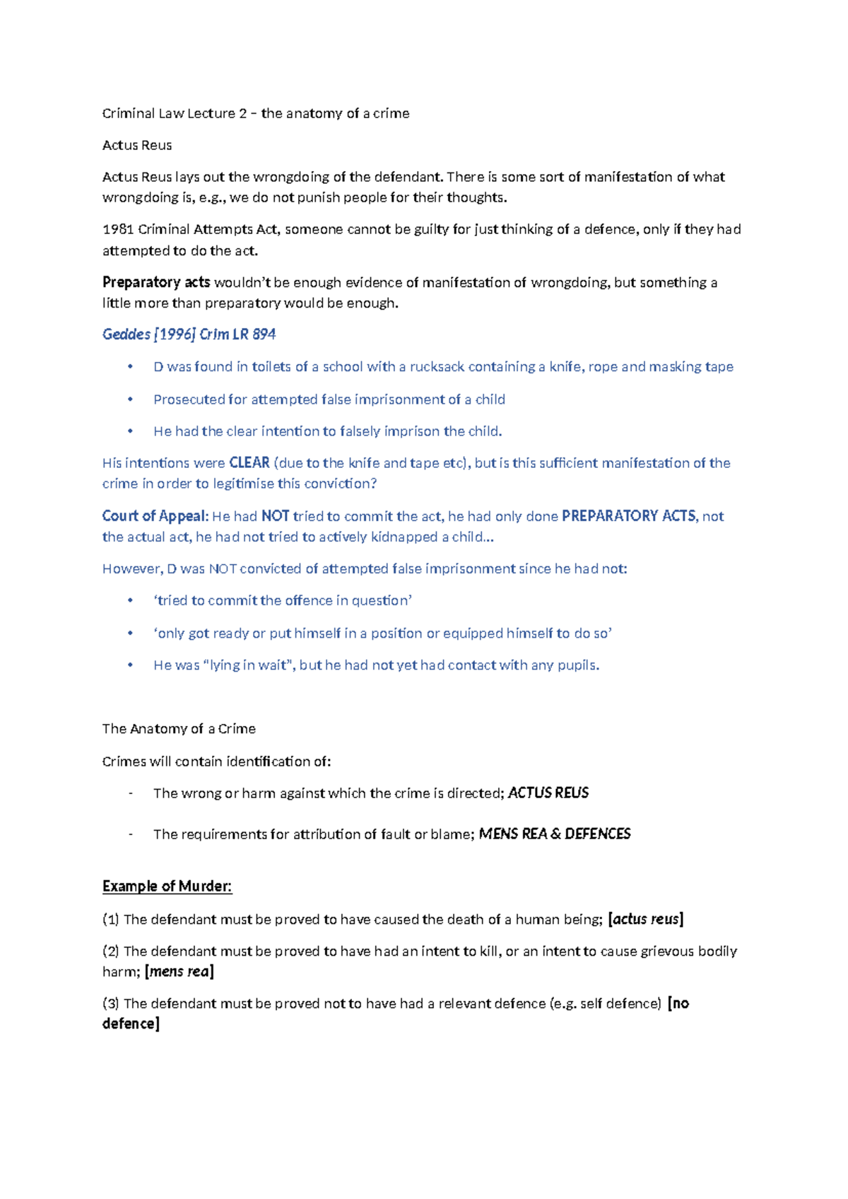 I need premium tbh - Criminal Law Lecture 2 – the anatomy of a crime ...