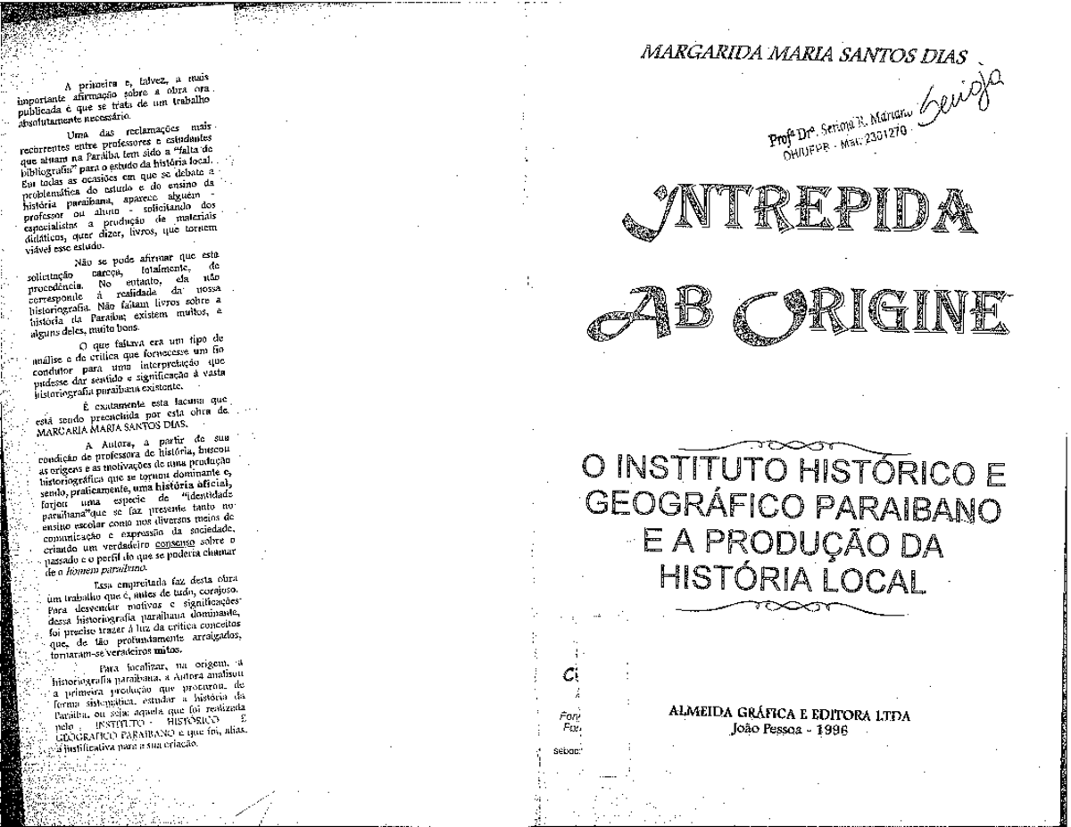 1 texto Intrepida AB Origine editado - FILOSOFIA DA HISTÓRIA - Studocu