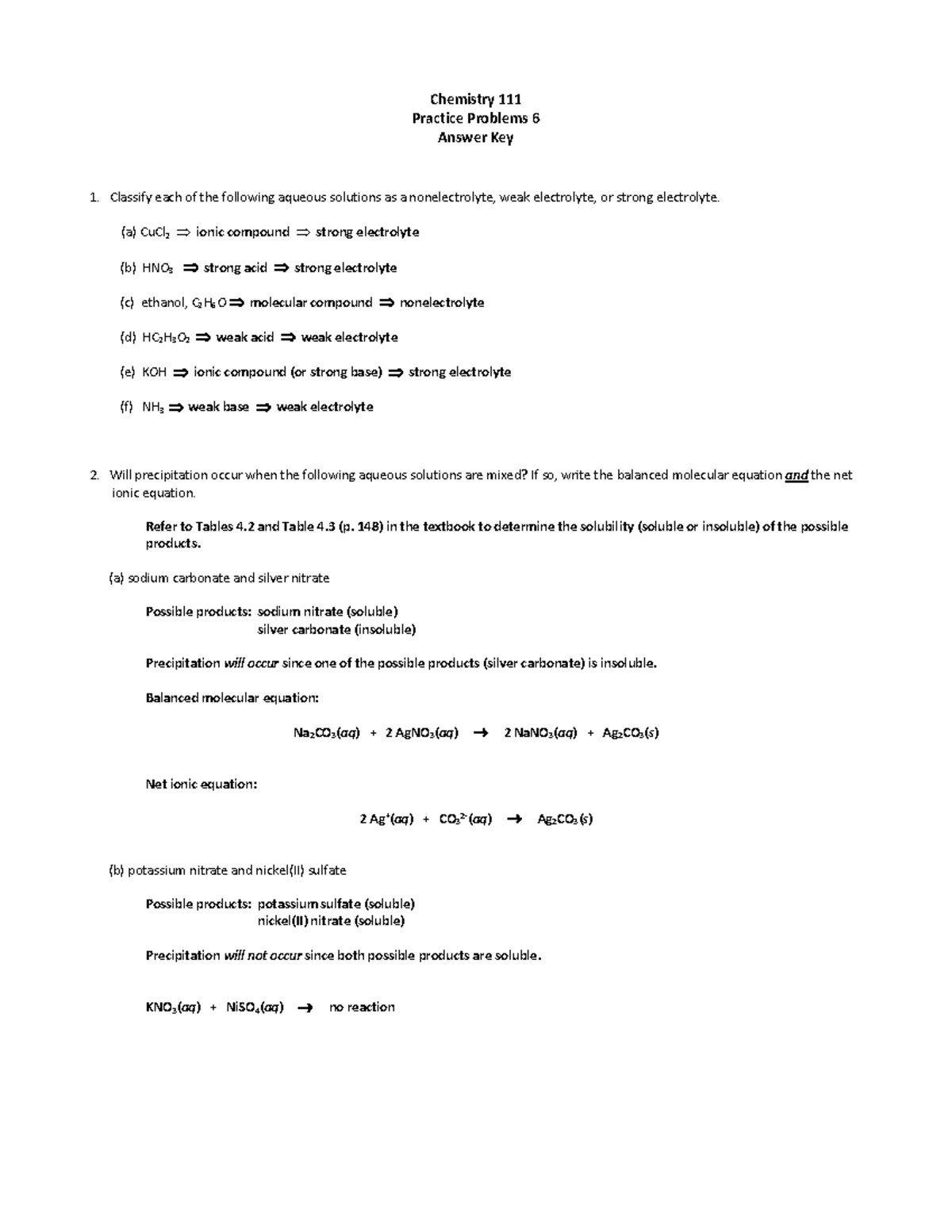 Practice Problems 1 6 Answer Key Chemistry 111 Practice Problems 6 Practice Problems 1 6 Answer Key Chemistry 111 Practice Problems 6