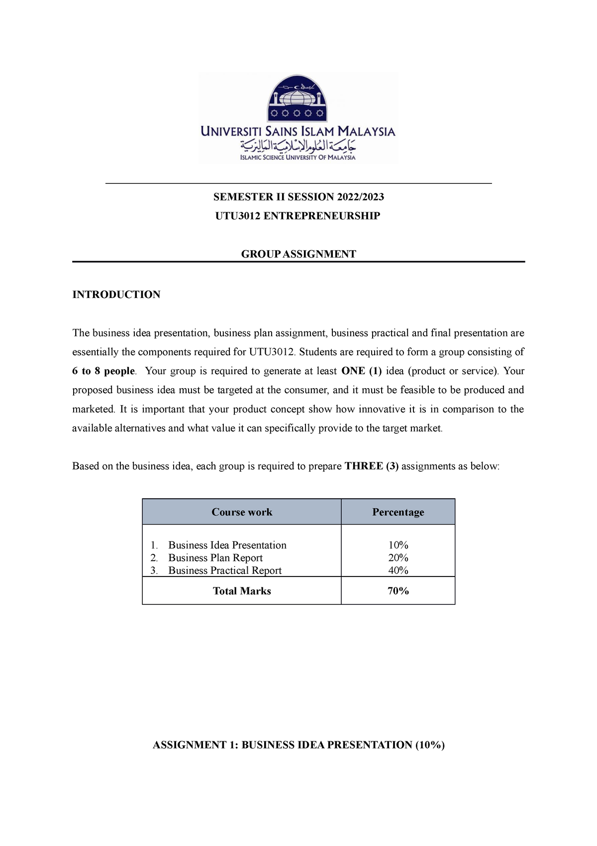 Group Assignment Guidelines A222 UTU3012 - - Studocu