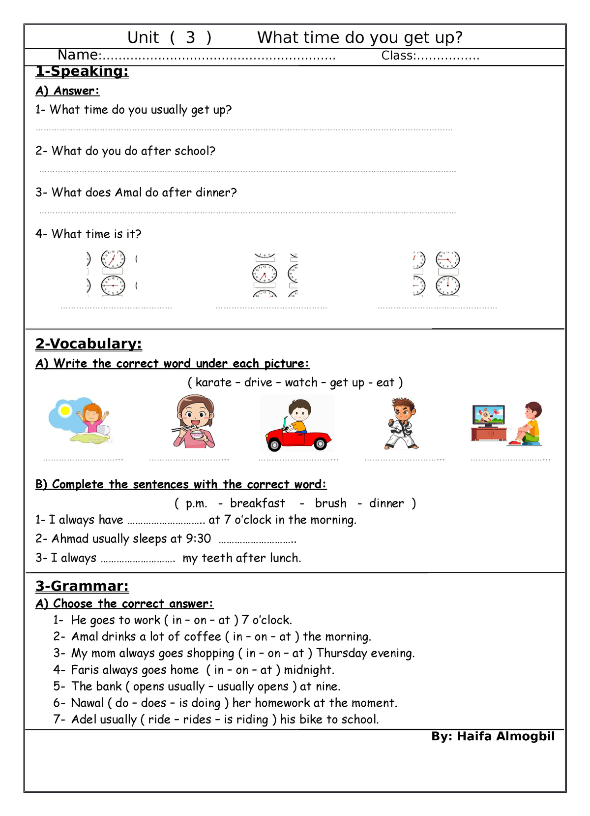 Unit 3 - english language - Unit ( 3 ) What time do you get up? - Studocu