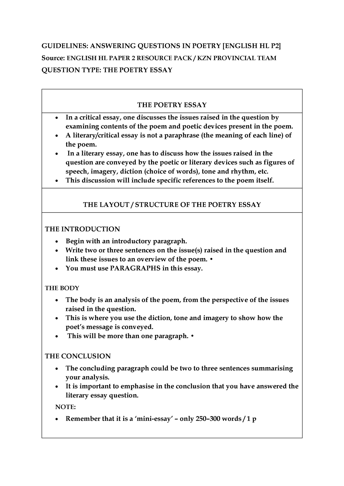 hl essay english questions