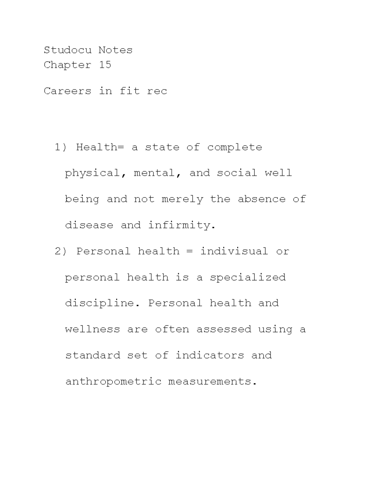 Chapter 15 - Notes on health and wellbeing Stacey S. - Studocu Notes ...