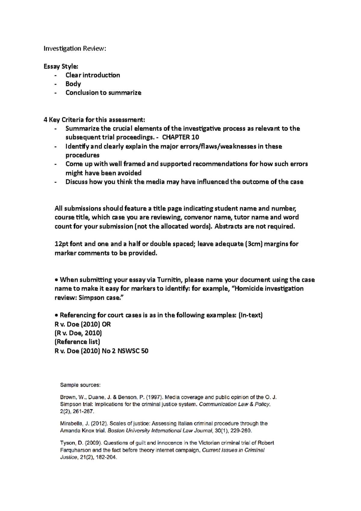 Investigation Review OJ Simpson - Invesigaion Review: Essay Style ...