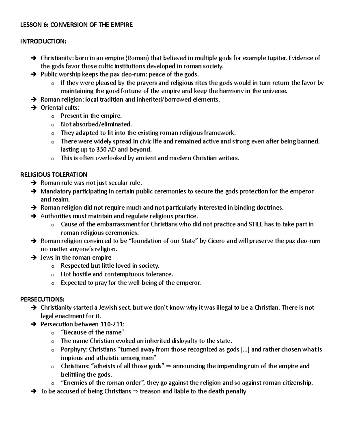 THEO 206 notes lesson 6 - LESSON 6: CONVERSION OF THE EMPIRE ...