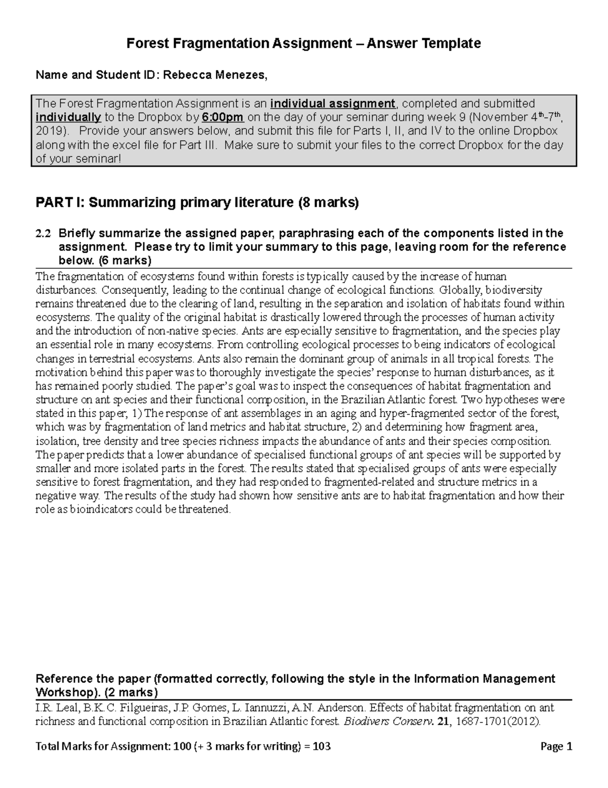 FFA F19 Written Answer Template - Name and Student ID: Rebecca Menezes ...