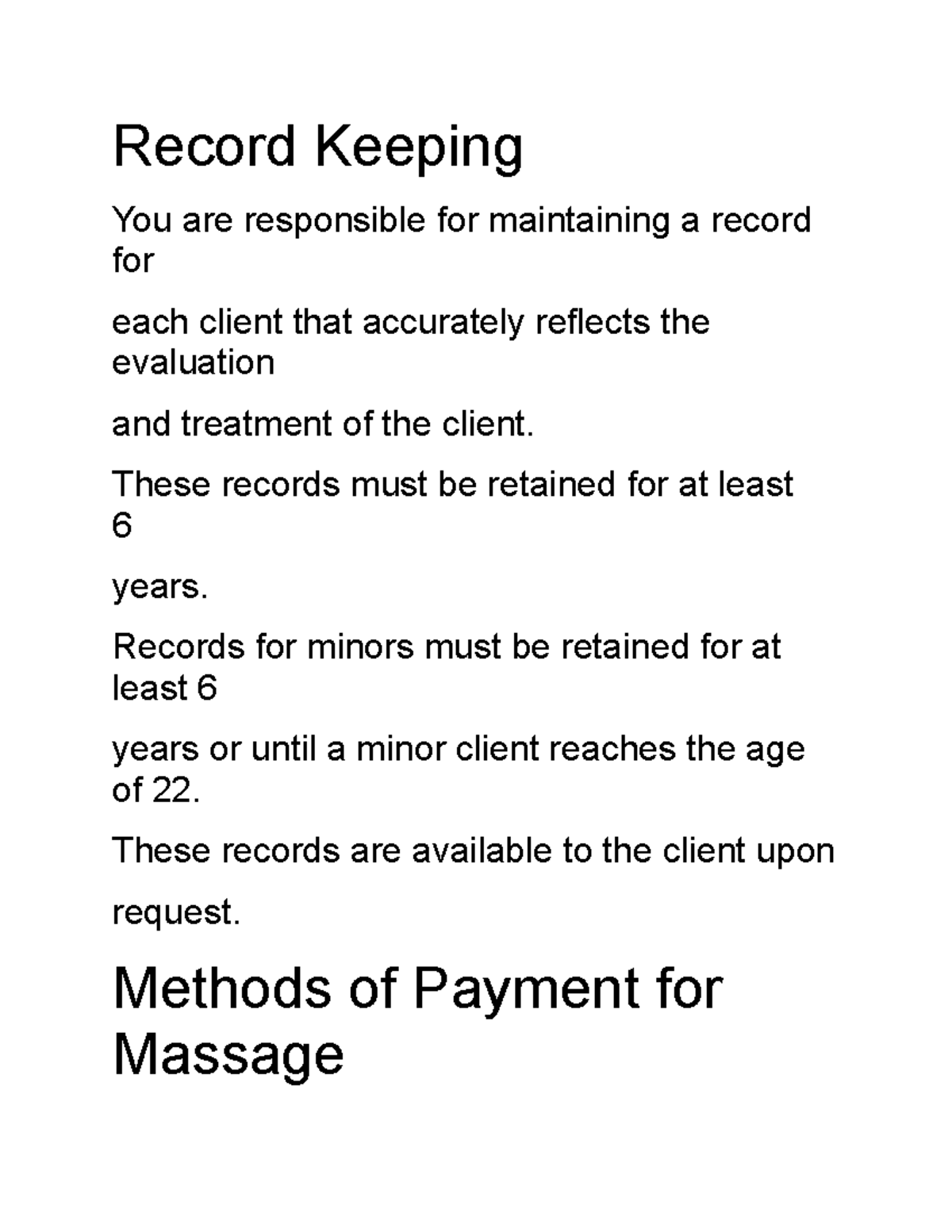 Record Keeping notes Record Keeping You are responsible for