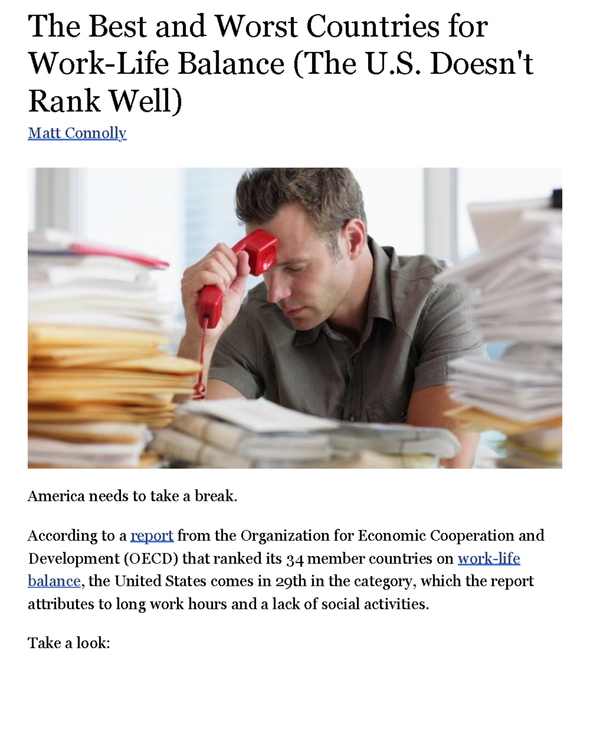 6 The Best And Worst Countries For Work-Life Balance (The U.S. Doesn't ...