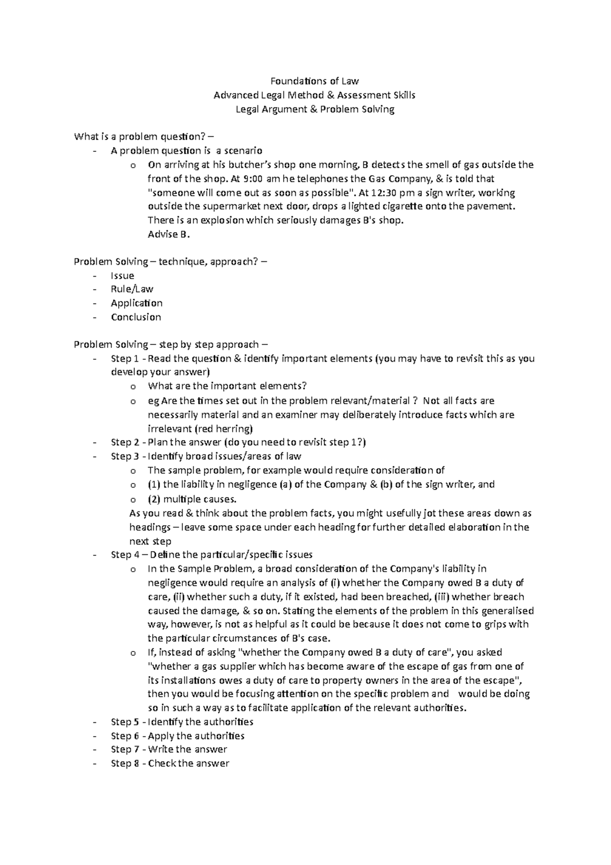 Foundations of Law Part 5 Problem Solving - Foundations of Law Advanced ...