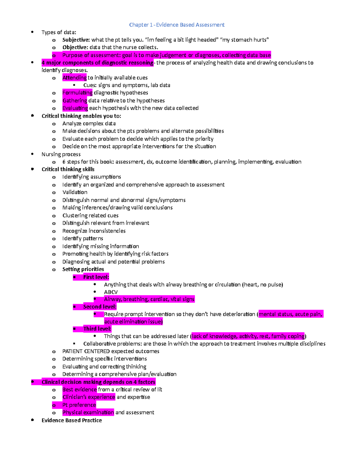 Exam 1 Study Guide - Chapter 1- Evidence Based Assessment Types Of Data ...