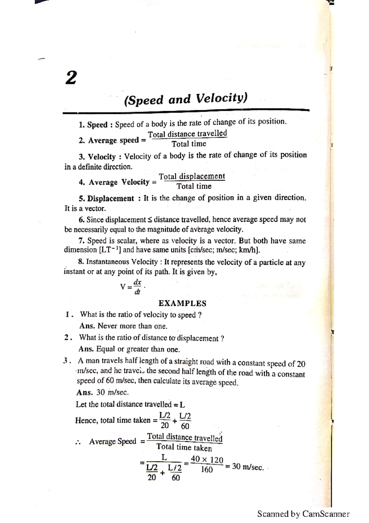 Phy-2 Speed And Velocity (general Physics) - B Tech - Studocu