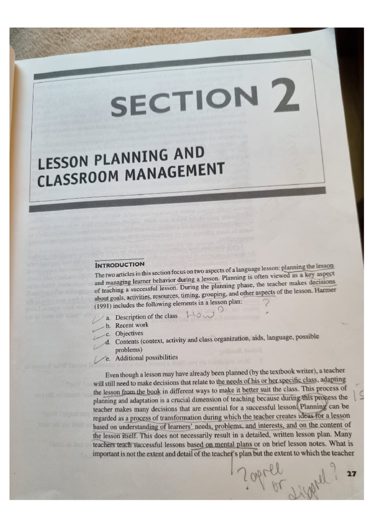 Lesson Planning And Classroom Management - English Introduction - Studocu
