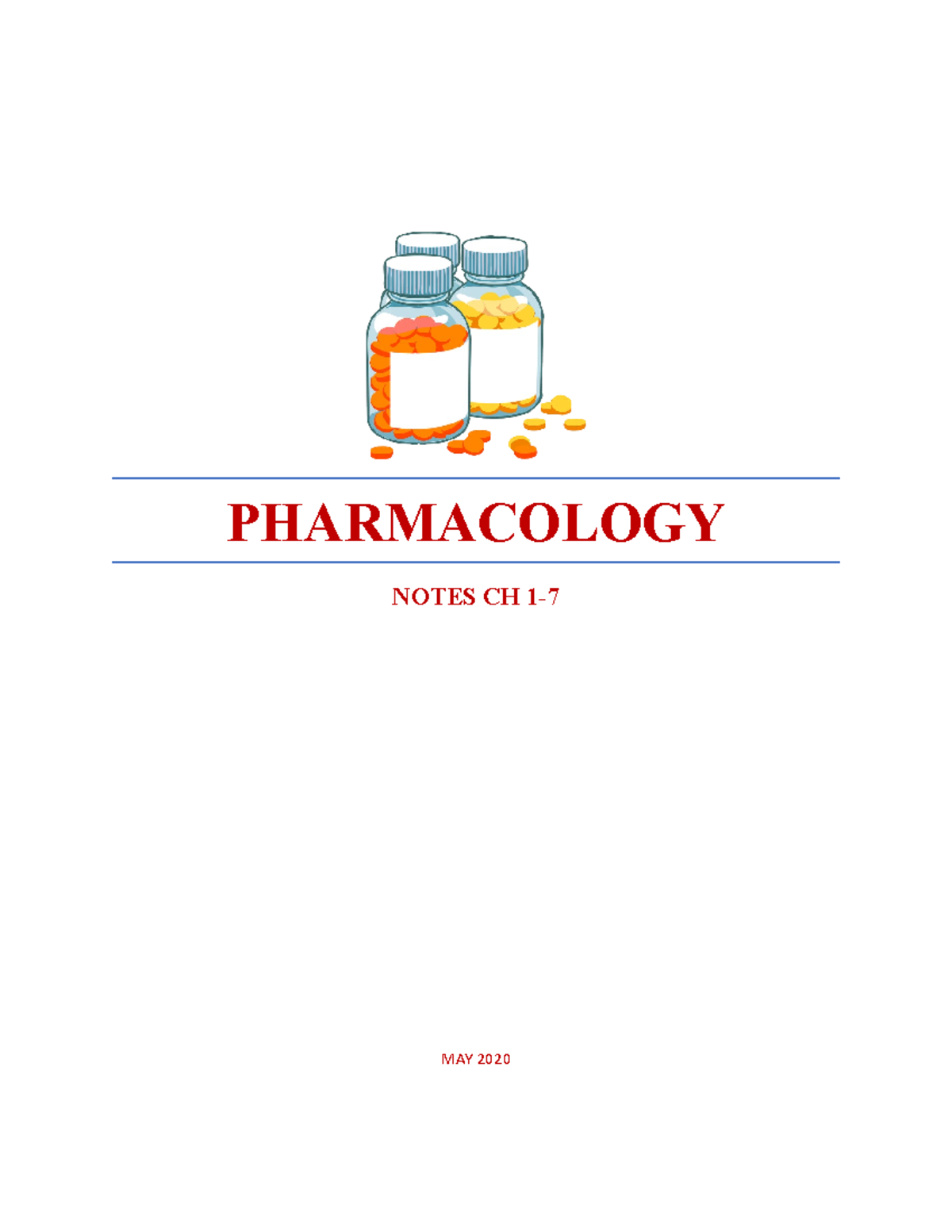 Pharm notes ch 1-7 - antibiotics - PHARMACOLOGY NOTES CH 1- MAY 2020 Ch ...
