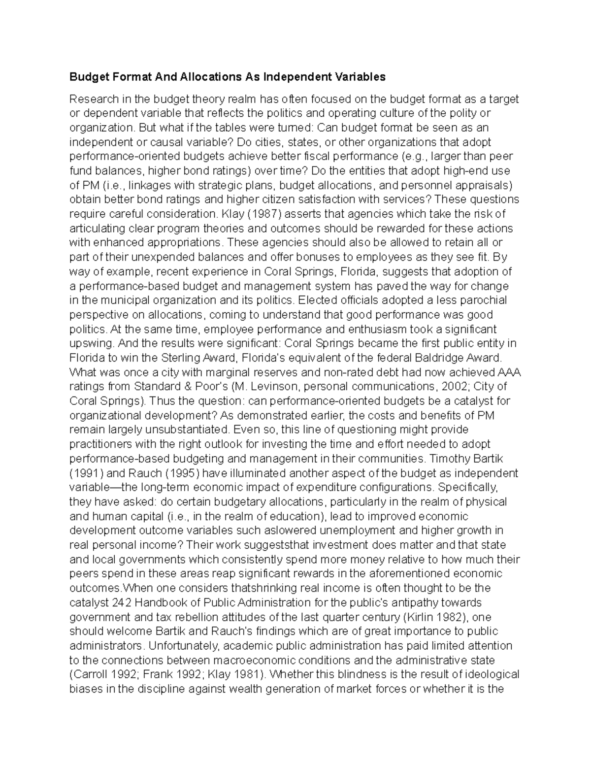 Budget Format And Allocations As Independent Variables But what if the tables were turned Can