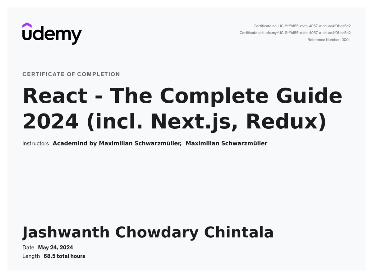 Jash React Certificate - Computer Science and Engineering - Studocu