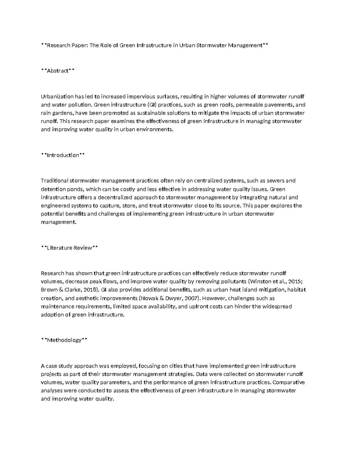 The Role of Green Infrastructure in Urban Stormwater Management ...