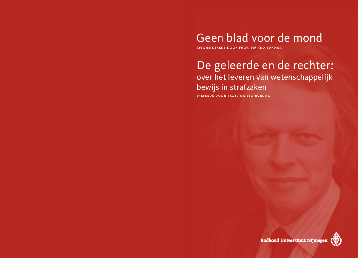 1. Geen blad voor de mond afscheidsrede door prof. mr ybo buruma