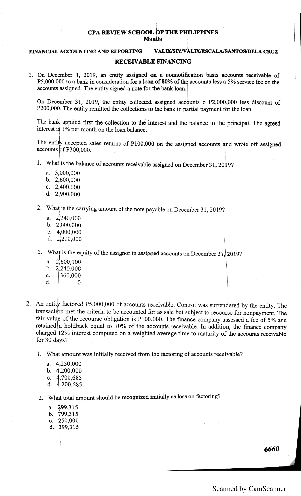 FAR 6660 - Receivable Financing Problem - Accountancy - Scanned by ...