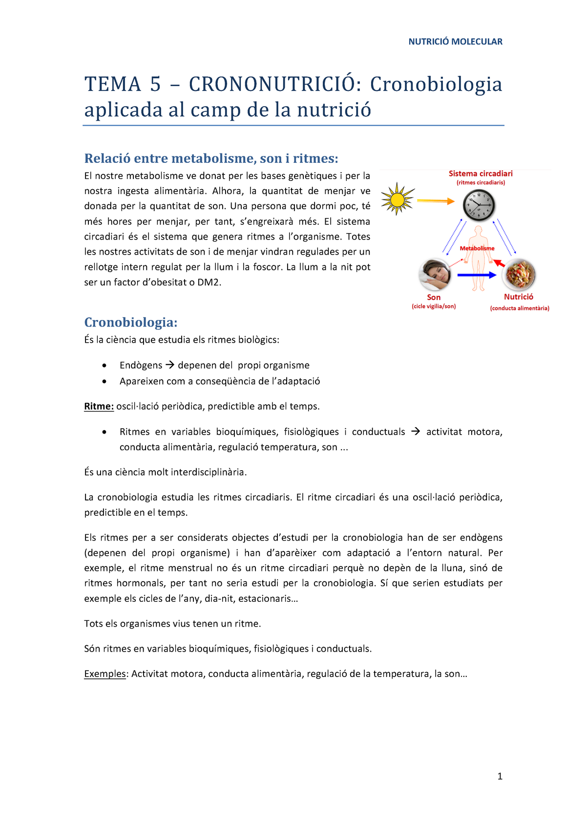 Crononutrició - TEMA 5 – CRONONUTRICIO. : Cronobiologia Aplicada Al ...