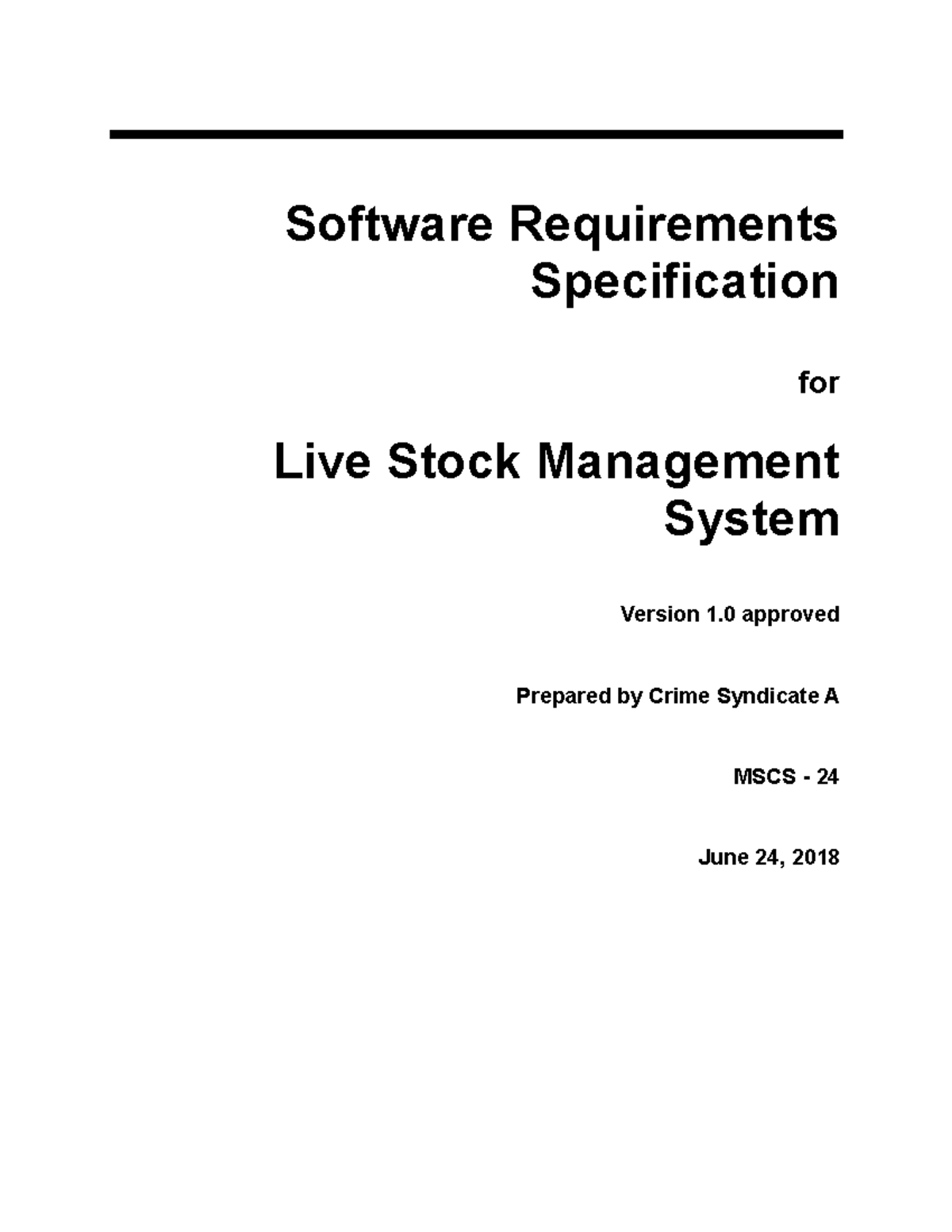 SRS First Final Draft - SRS for Livestock Managment System 1.0 ...